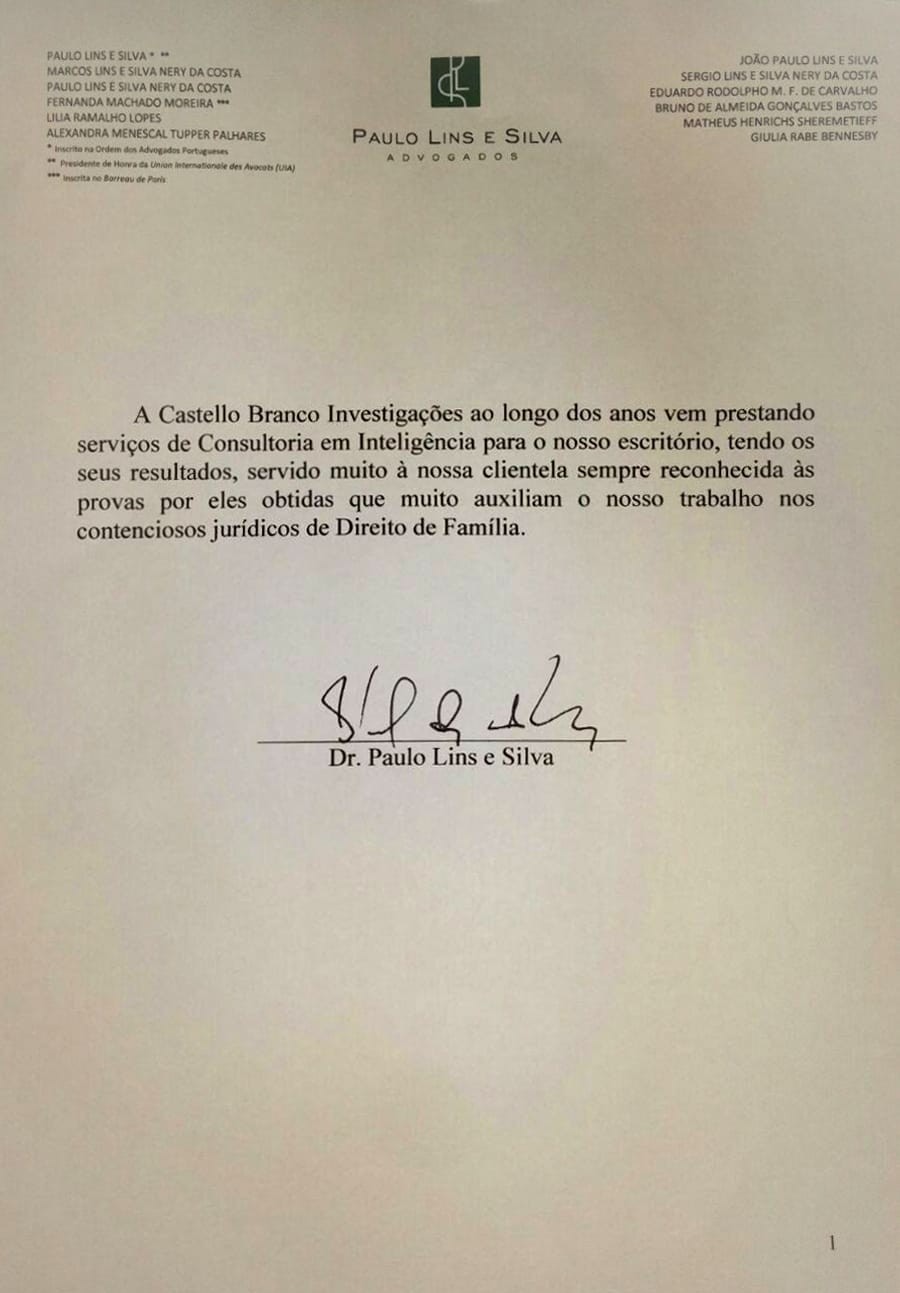 Carta de recomendação — Paulo Lins e Silva